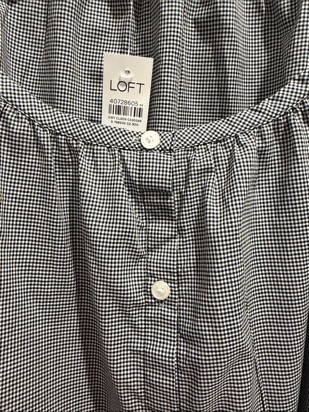 LOFT Gingham Pintucked Puff Sleeve Blouse - NWT - Picture 3 of 8